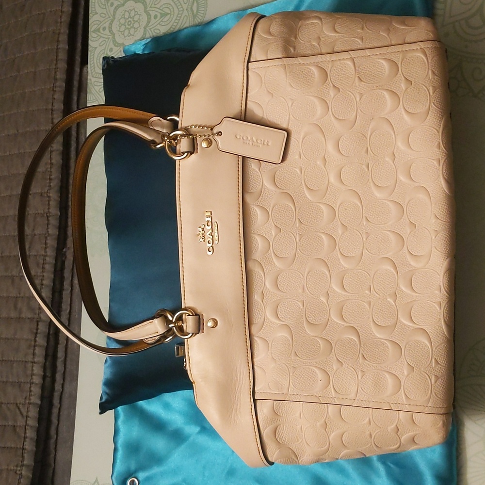 Coach White and tan Brooke Carryall